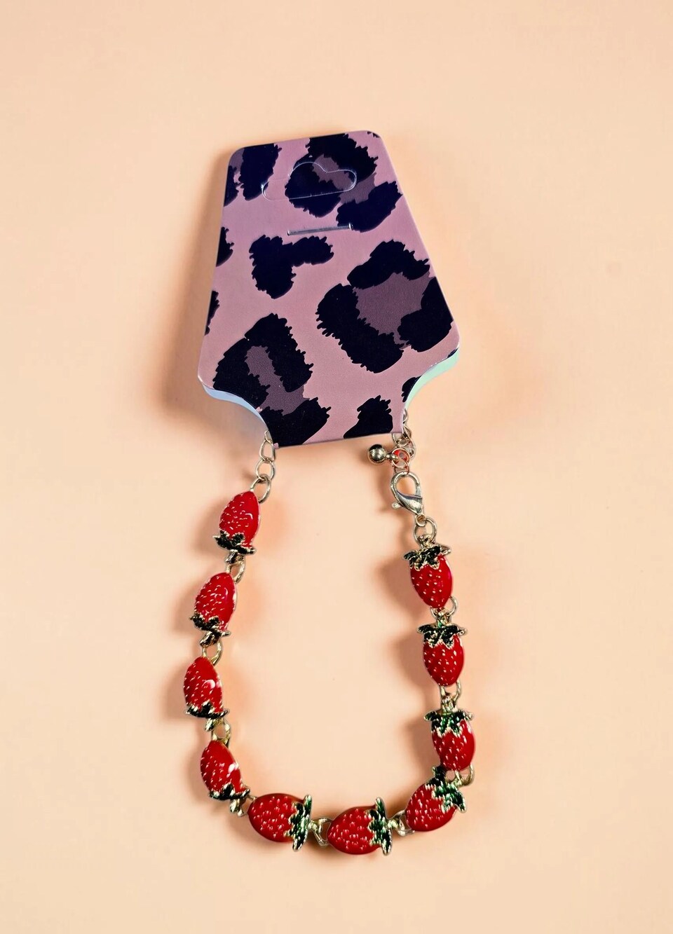 Sweet Berry Enamel Strawberry Link Bracelet